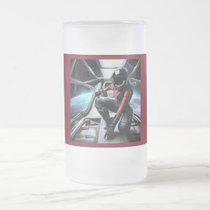 SF Hero Aboard Spaceship 2 Frosted Glass Beer Mug