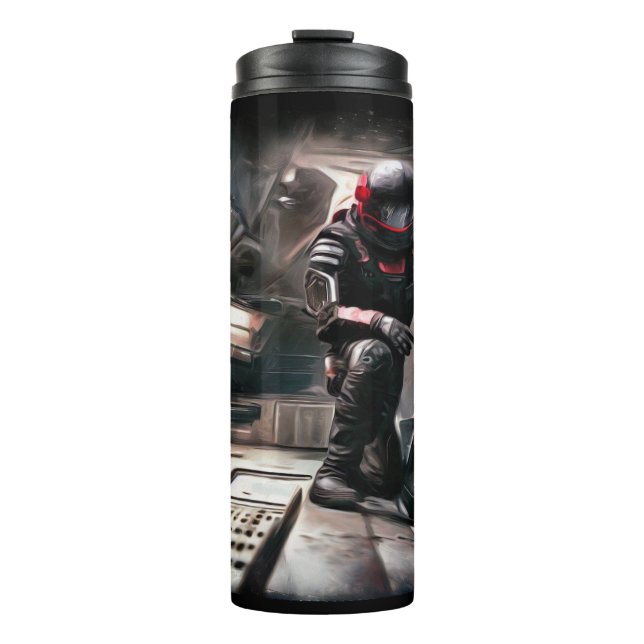 SF Hero Aboard Spaceship 3 Thermal Tumbler (Front)