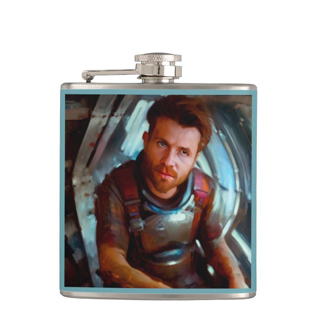 SF Hero Aboard Spaceship 4 Hip Flask (Front)