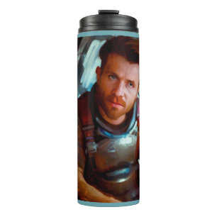 SF Hero Aboard Spaceship 4 Thermal Tumbler