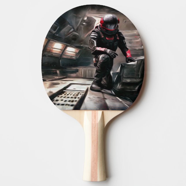 SF Hero In Spaceship (3) Ping Pong Paddle (Front)