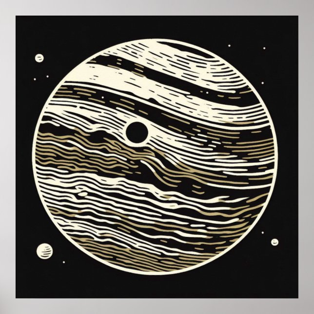 SF Jupiter Woodcut 1 Poster (Front)