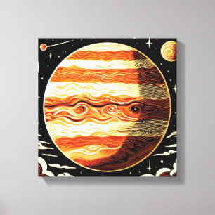 SF Jupiter Woodcut 3 Canvas Print