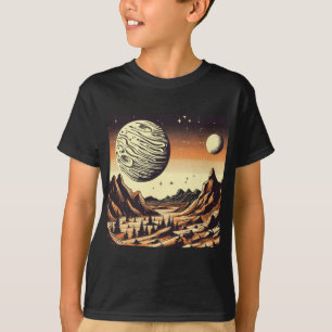 SF Mars Landscape Woodcut 1 T-Shirt