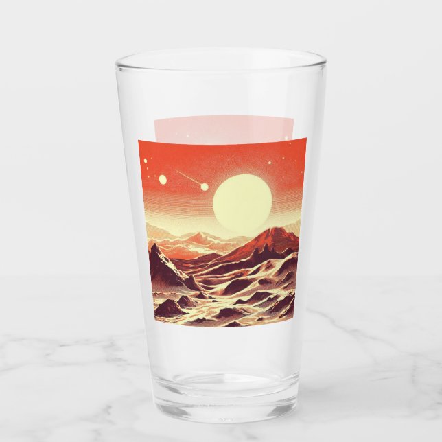 SF Mars Landscape Woodcut 2 Glass (Front)