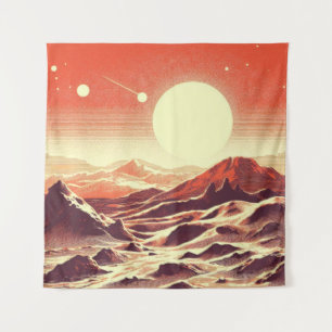SF Mars Landscape Woodcut 2 Tapestry