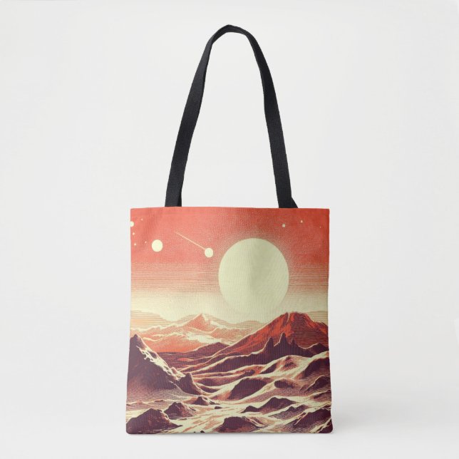 SF Mars Landscape Woodcut 2 Tote Bag (Front)