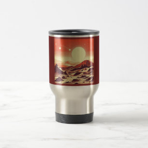 SF Mars Landscape Woodcut 2 Travel Mug