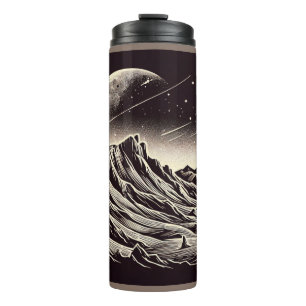 SF Mars Landscape Woodcut 3 Thermal Tumbler