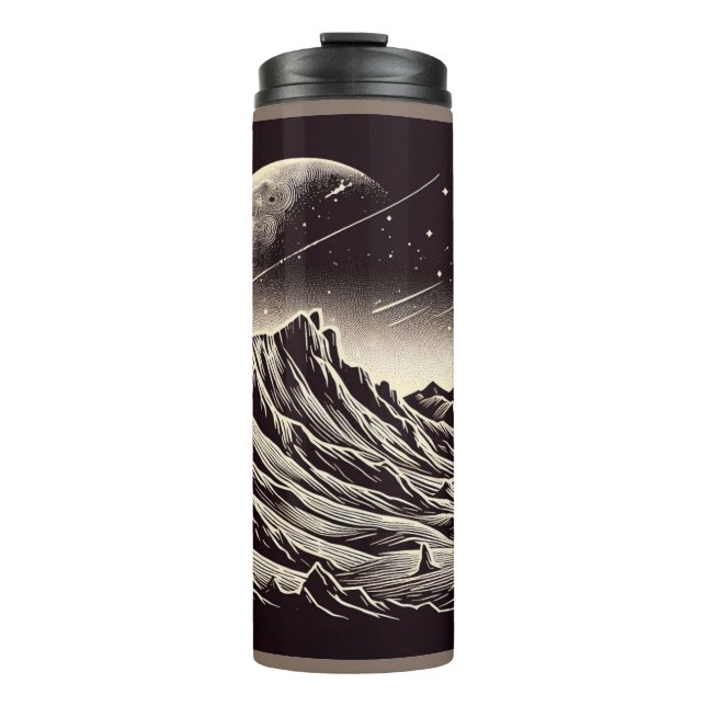 SF Mars Landscape Woodcut 3 Thermal Tumbler (Front)