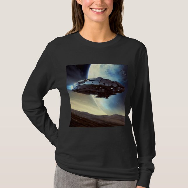 SF Orbiting Spaceship 2 T-Shirt (Front)