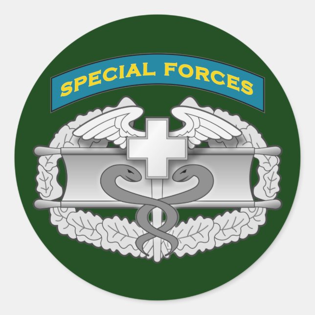 SF Q-tab and Combat Medic badge Classic Round Sticker (Front)