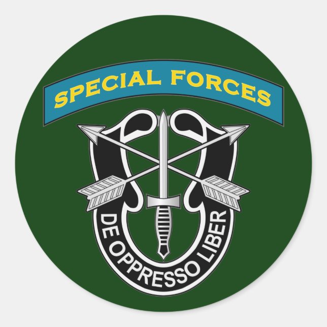 SF Q-tab and DUI - de oppresso liber Classic Round Sticker (Front)