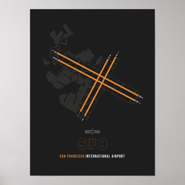 SFO - San Francisco Airport Runway Diagram Art Poster (Front)