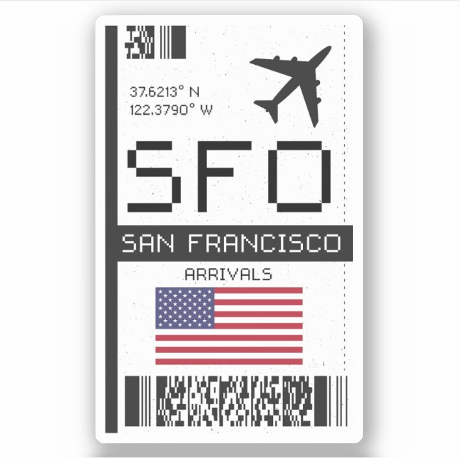 SFO San Francisco,California Airport Boarding Pass (Front)