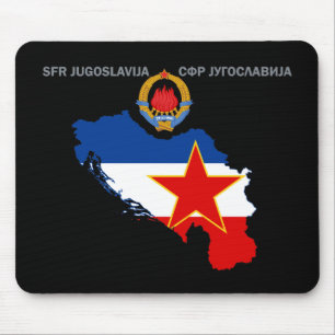 SFR Yugoslavia - Map - Emblem - Flag Mousepad. Mouse Mat