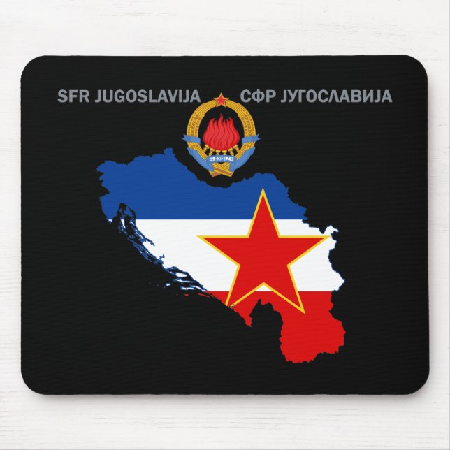 SFR Yugoslavia - Map - Emblem - Flag Mousepad. Mouse Mat (Front)