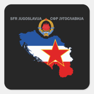 SFR Yugoslavia - Map - Emblem - Flag Sticker