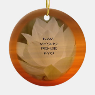SGI Buddhist Decoration: Lotus Nam Myoho Renge Kyo Ceramic Tree Decoration