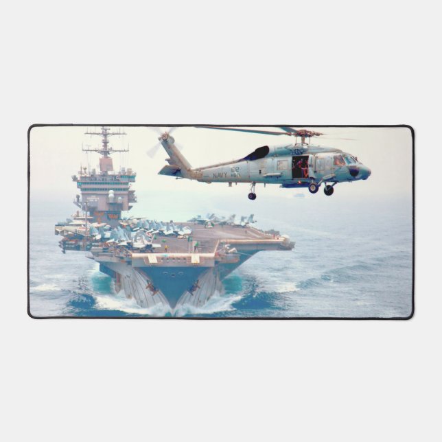 SH-60F OCEAN HAWK and US AIRCRAFT CARRIER Desk Mat (Front)