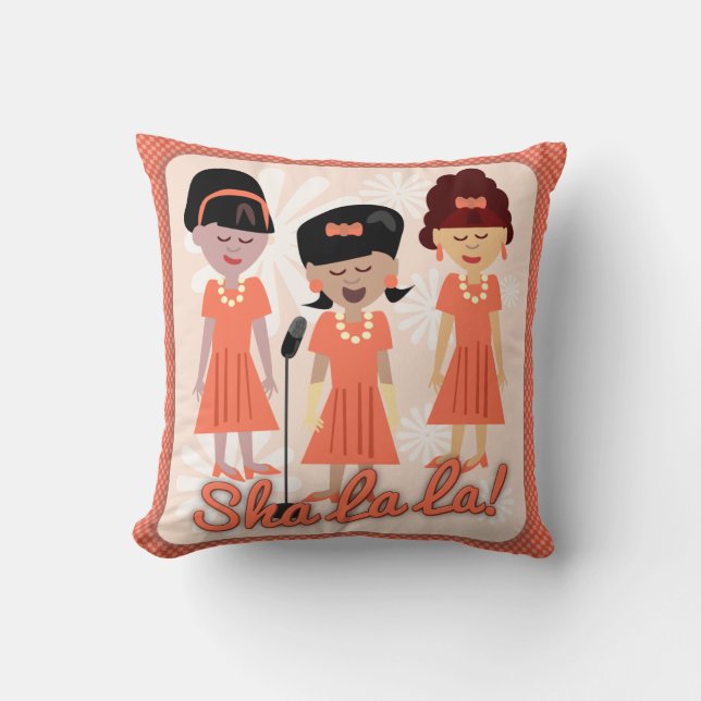 Sha La La Sixties Girl Group Cartoon Cushion (Front)