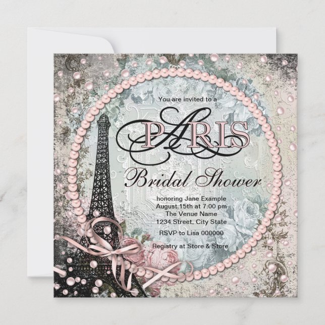 Shab Chic Paris Bridal Shower Invitation (Front)