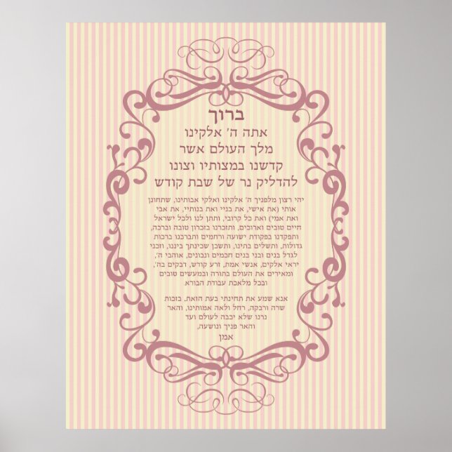 Shabbat Candle Blessing Poster (Front)