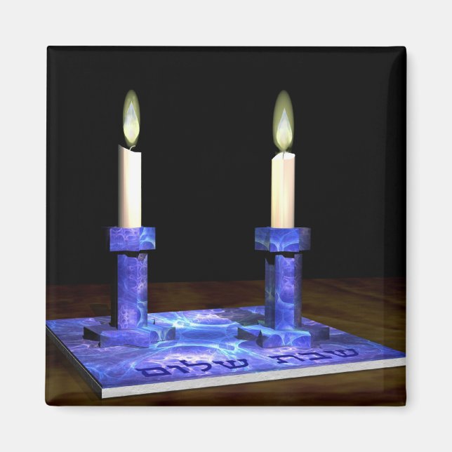 Shabbat Candlesticks Magnet (Front)