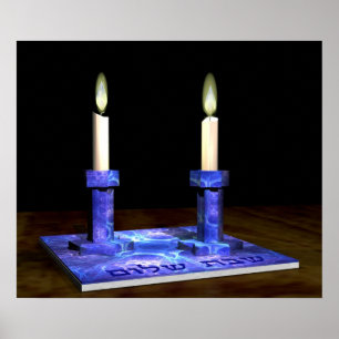 Shabbat Candlesticks Poster