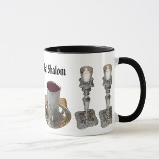 Shabbat Challah, Knife, Wine, & Candles Mug