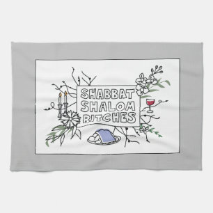 Shabbat Shalom B!$@#s! Challah Cover Tea Towel