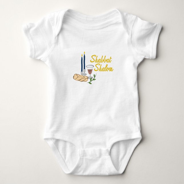 Shabbat Shalom Baby Bodysuit (Front)
