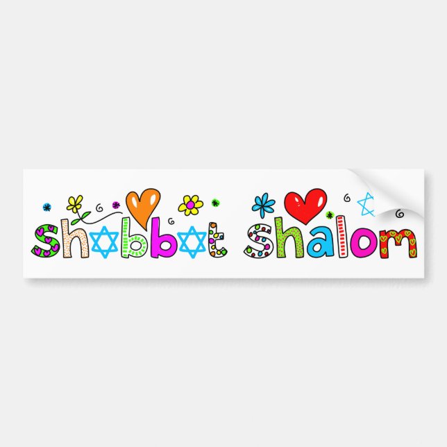 Shabbat, Shalom Bumper Sticker (Front)