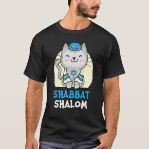 Shabbat Shalom Cat   Holy Day Judaism Yom Kippur T-Shirt