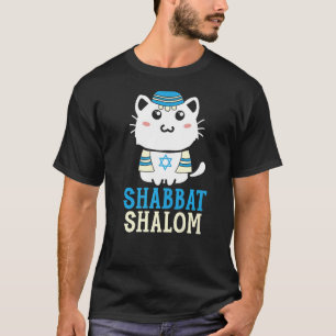 Shabbat Shalom Cat  Holy Day Judaism Yom Kippur T-Shirt
