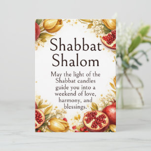 Shabbat Shalom, Gold Tulips, Burgundy Pomegranates Card