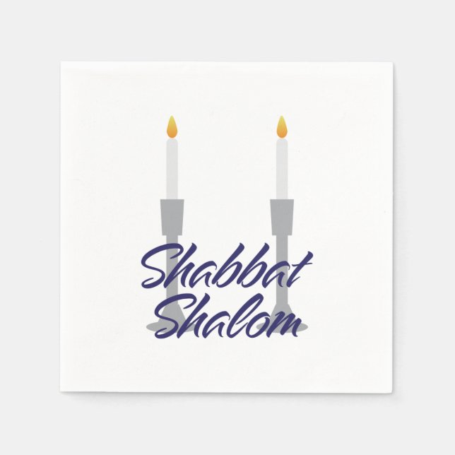 Shabbat shalom greeting and candlesticPaper Napkin (Front)