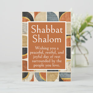Shabbat Shalom Greeting, Gold Beige Geometric Card