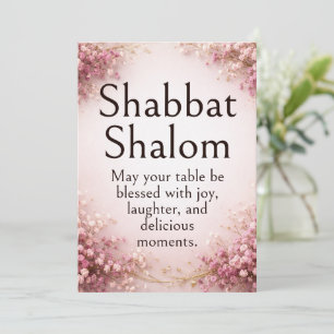 Shabbat Shalom Greeting, Purple Baby's Breath,  Card