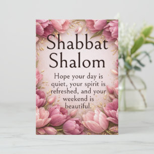 Shabbat Shalom, Mauve Pink Tulips, Whimsical Wish Card