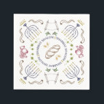 Shabbat Shalom Traditional Cocktail Napkins<br><div class="desc">Eclectic biblical motif pattern on cocktail napkins.</div>