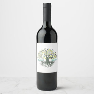 Shabbat Shalom Tree of Life Ez Hachaim Jewish Wine Label