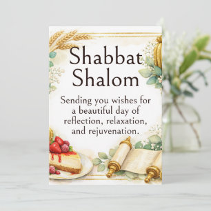 Shabbat Shalom, Watercolor Whimsical Succulents  Card