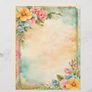 Shabby and Chic Floral Stationery Paper Custom Letterhead