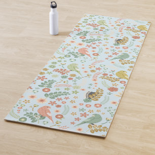 Shabby Birds & Branches Blue  Yoga Mat