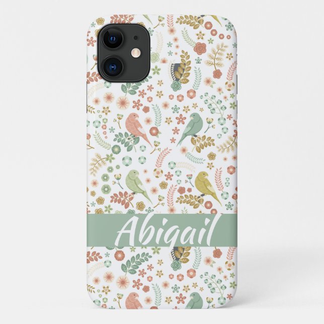 Shabby Birds & Branches Personalised Case-Mate iPhone Case (Back)