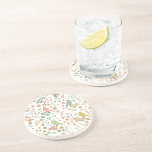 Shabby Birds & Branches White  Coaster