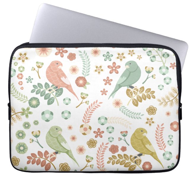 Shabby Birds & Branches White  Laptop Sleeve (Front)