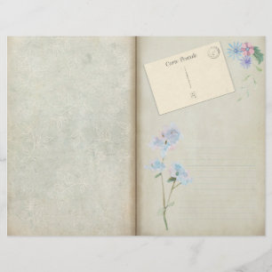 Shabby Blue Floral Decoupage Journal Page