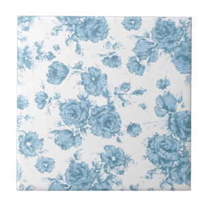 Shabby Blue French Toile Tile